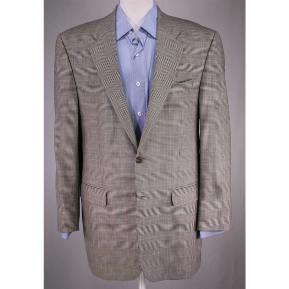 Lauren Ralph Lauren Black/White/Blue/Gold Plaid Wool-Silk 2-Btn Sportcoat 42L - Picture 2 of 9